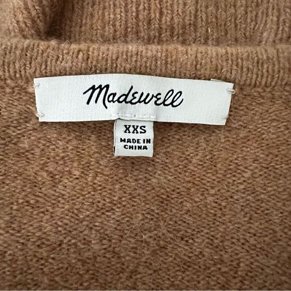 Madewell Sweater Cardigan Womens XXS Brown Knit Open Front Slits Wool Blend - Picture 9 of 13